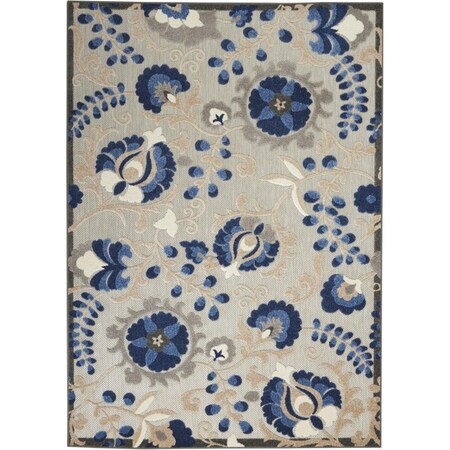 Homeroots 5 x 8 ft. Natural & Blue Indoor & Outdoor Area Rug 384859